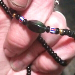 black tourmaline beads with malachite stone necklace